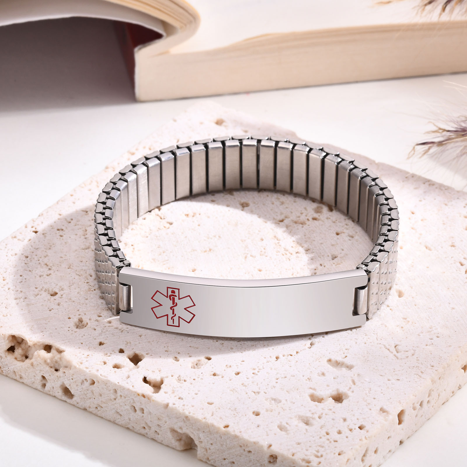 Resin Bangle Bracelet - Vnox Stainless Steel Medical Alert Stretch