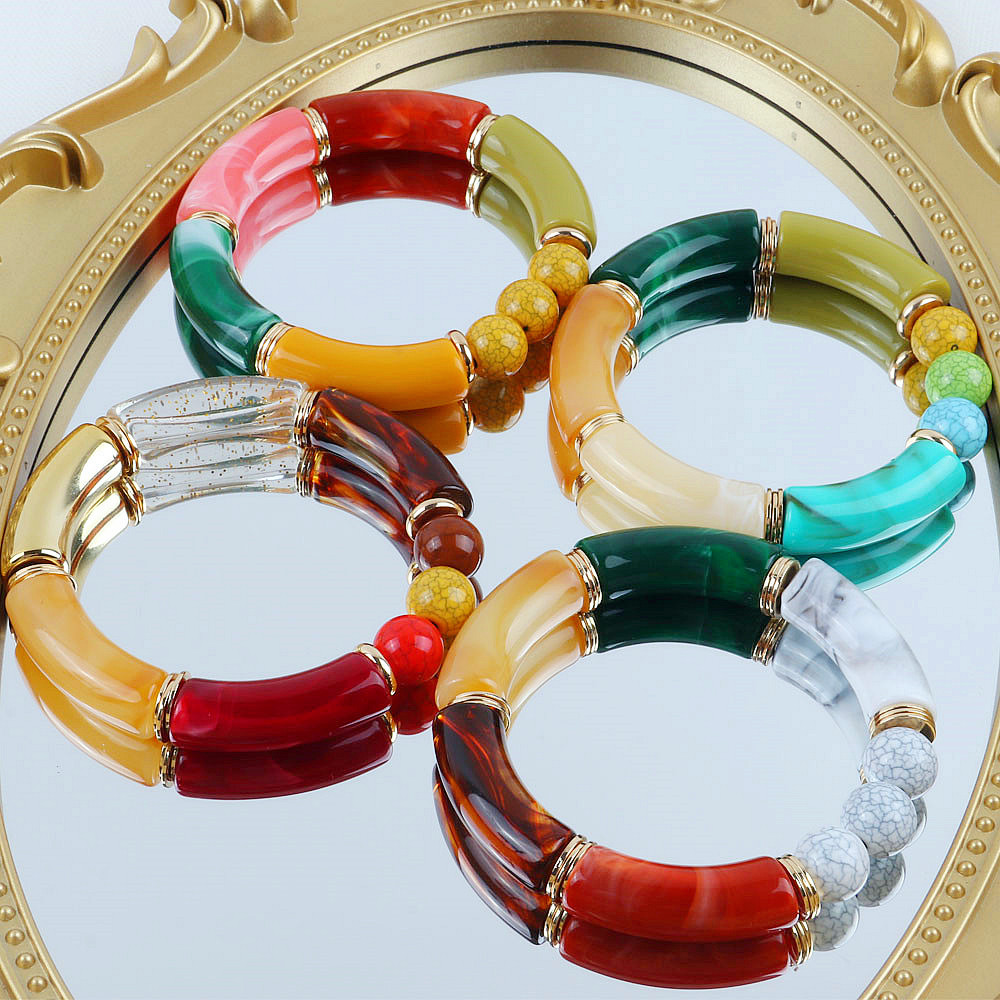 Resin Bangle Bracelet - FishSheep New Colorful Acrylic Bamboo Bracelets