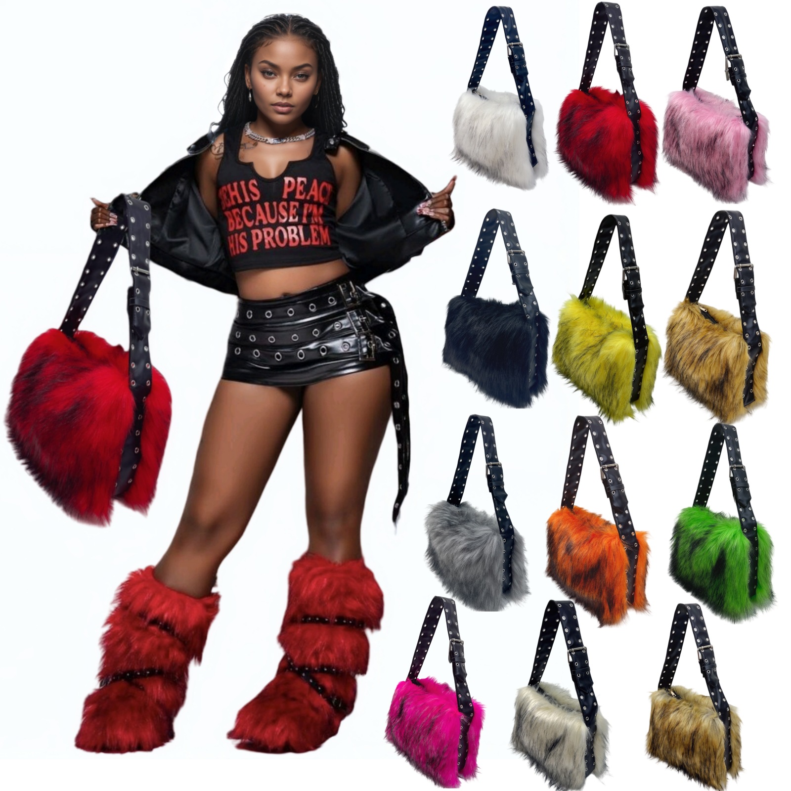 Women'S Y2K Accessories - Y2K fox faux fur women's bag