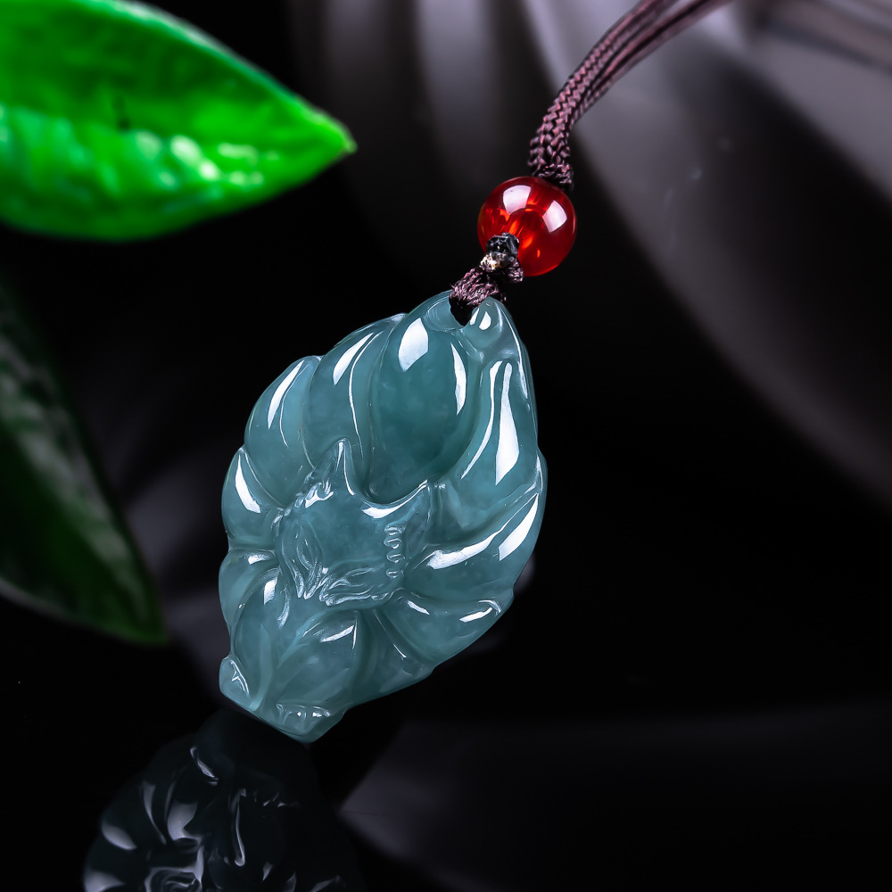 Women Accessories Jewelry - Natural Burmese Jadeite Fox Pendant Necklace
