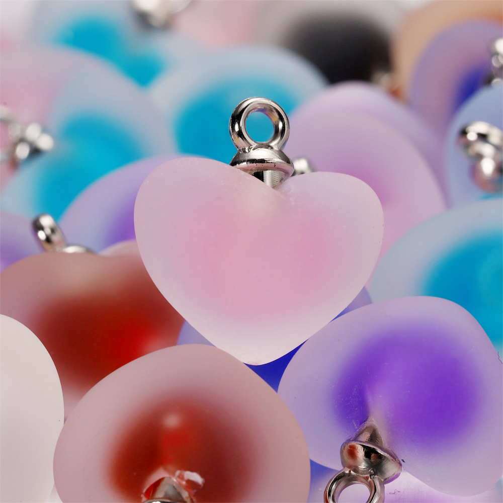 Resin Bangle Bracelet - 10pcs/lot Resin Frosted Multicolor Heart Charms