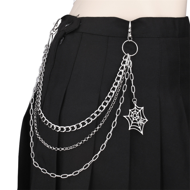 Women'S Jeans Accessories Chain - Halloween Gifts keychain Punk Black Silver