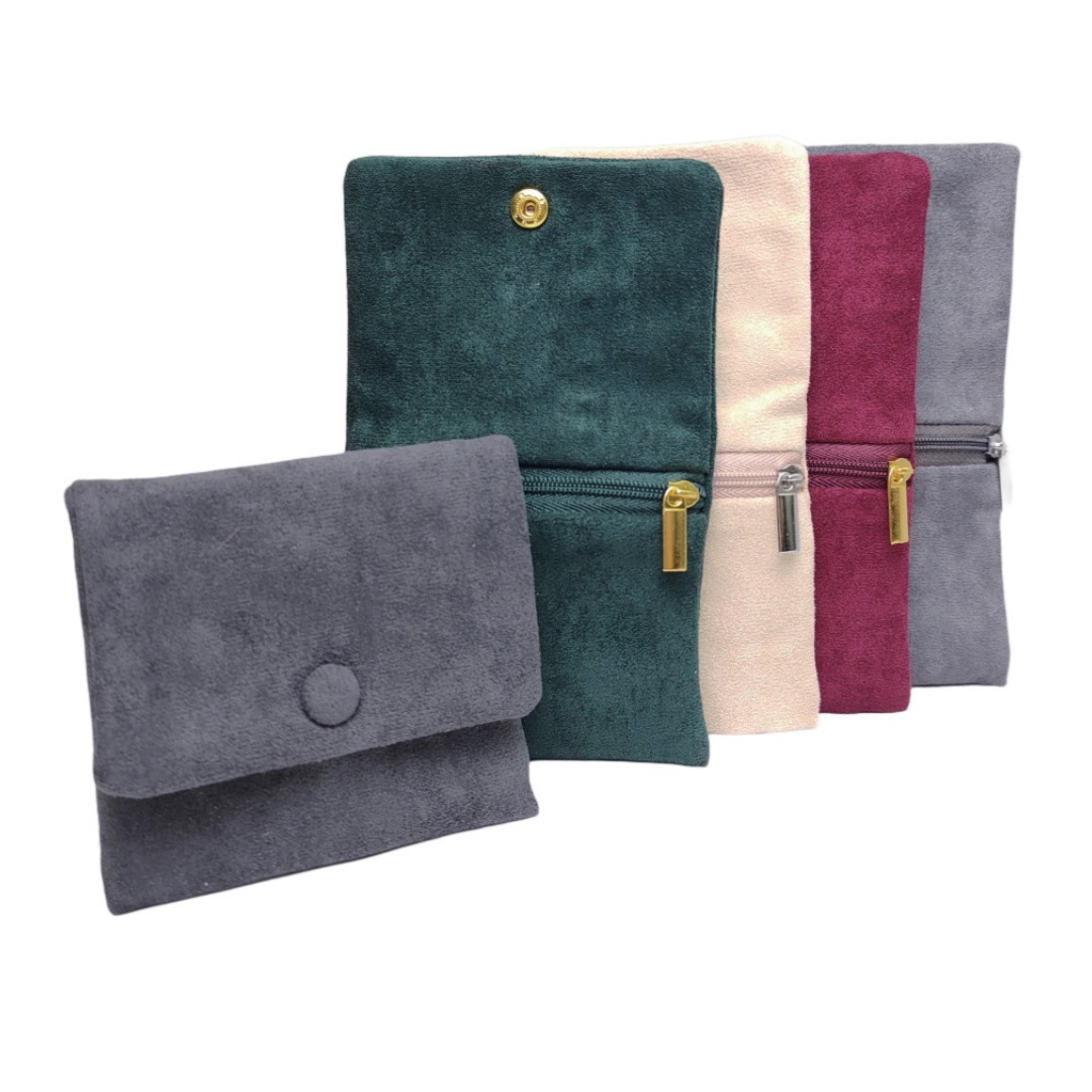 Women Accessories Display - Velvet Jewellery Pouch Snap Zipper Bracelet
