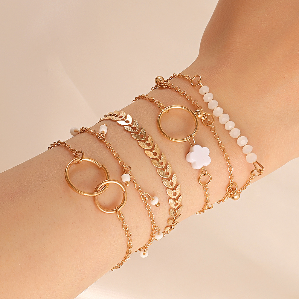 Resin Bangle Bracelet - 6 Piece Set Gold color Geometric