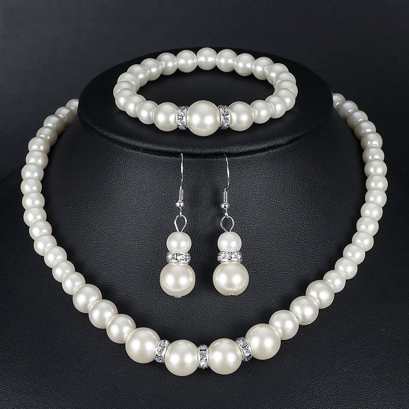 Resin Bangle Bracelet - Pearl jewelry set Women's necklace earrings