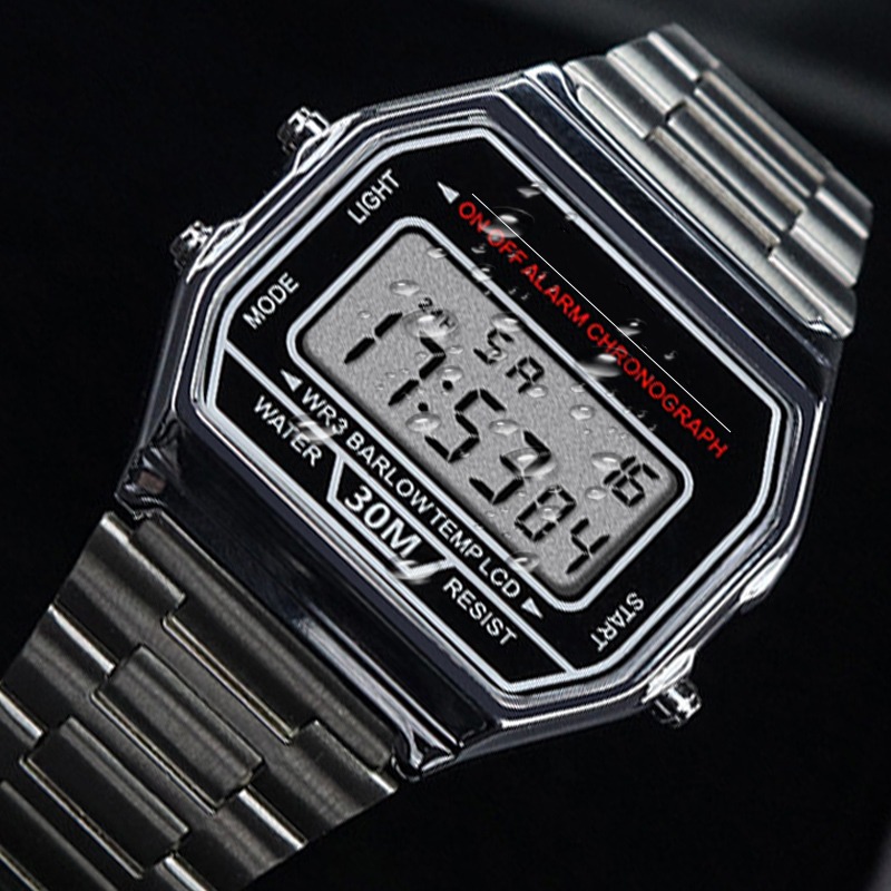 Women Accessories Display - Luxury F91W Steel Strap Watches Women