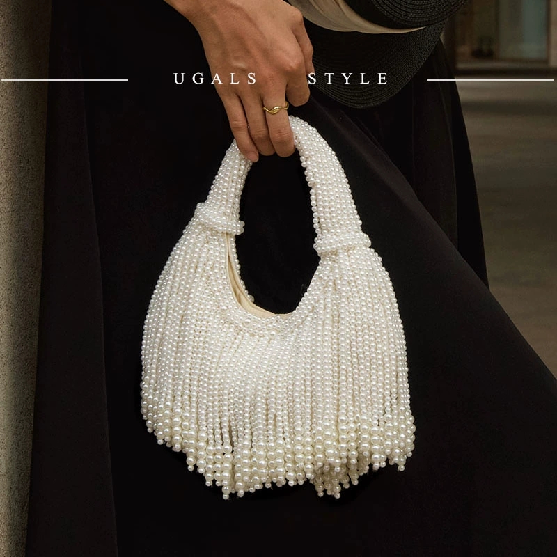 Wallet Chain Bag - Design Handle Pearl Evening Clutch Bag