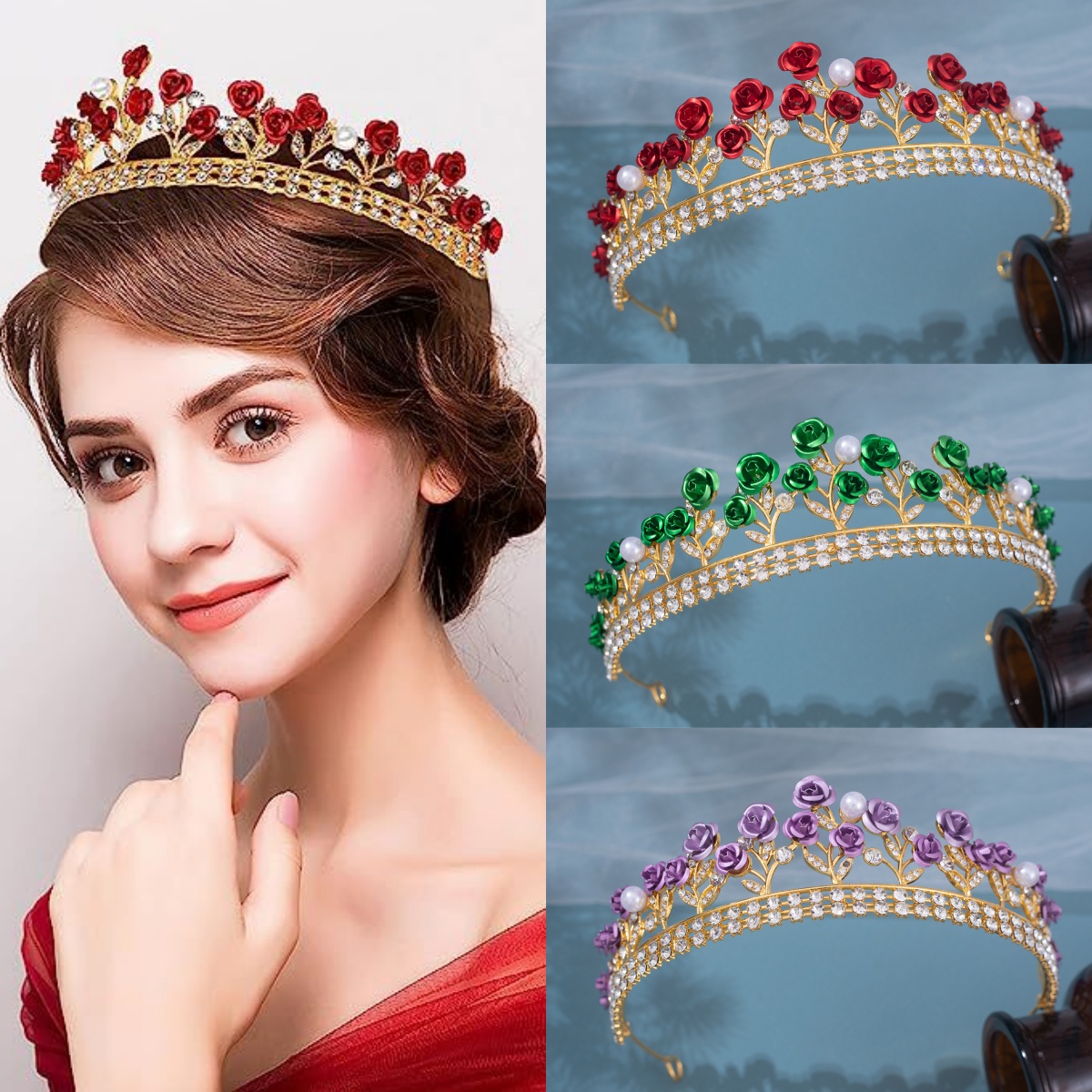 Women Accessories Jewelry - Baroque Ceramic Bridal Crown Rhinestone Prom