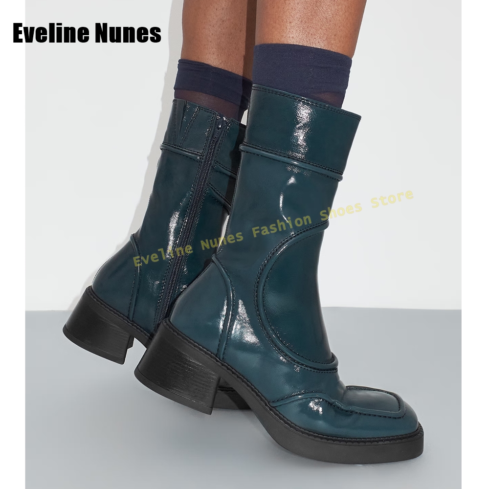 Women'S Accessories Trends 2025 - Dark Blue Square Toe Fashion Boots