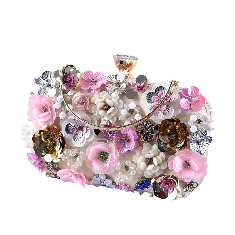 Wallet Chain Bag - Fashion Women Bags Flower Diamonds Embroidery