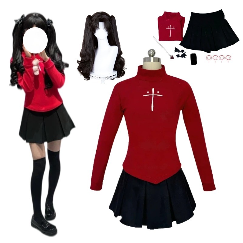 Women'S Red Accessories - Anime Tohsaka Rin Cosplay Costume Red