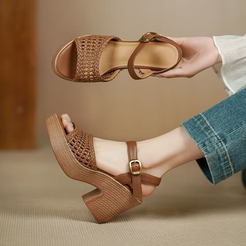 Women'S Accessories Trends 2025 - Elegant Women's Braided High Heels Sandals