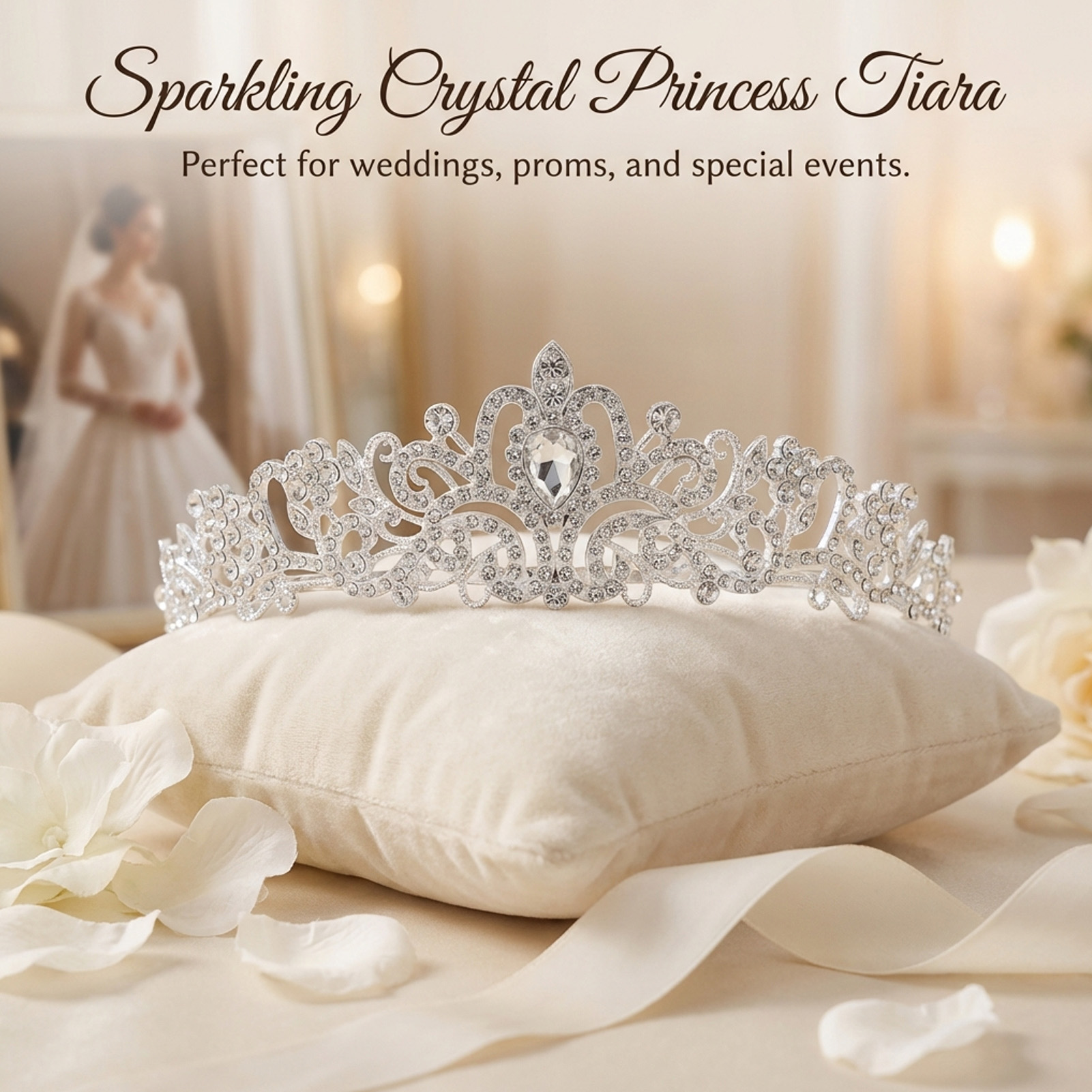 Elegant Bridal Crown Sparkly R - Women Accessories Jewelry 评论和价格
