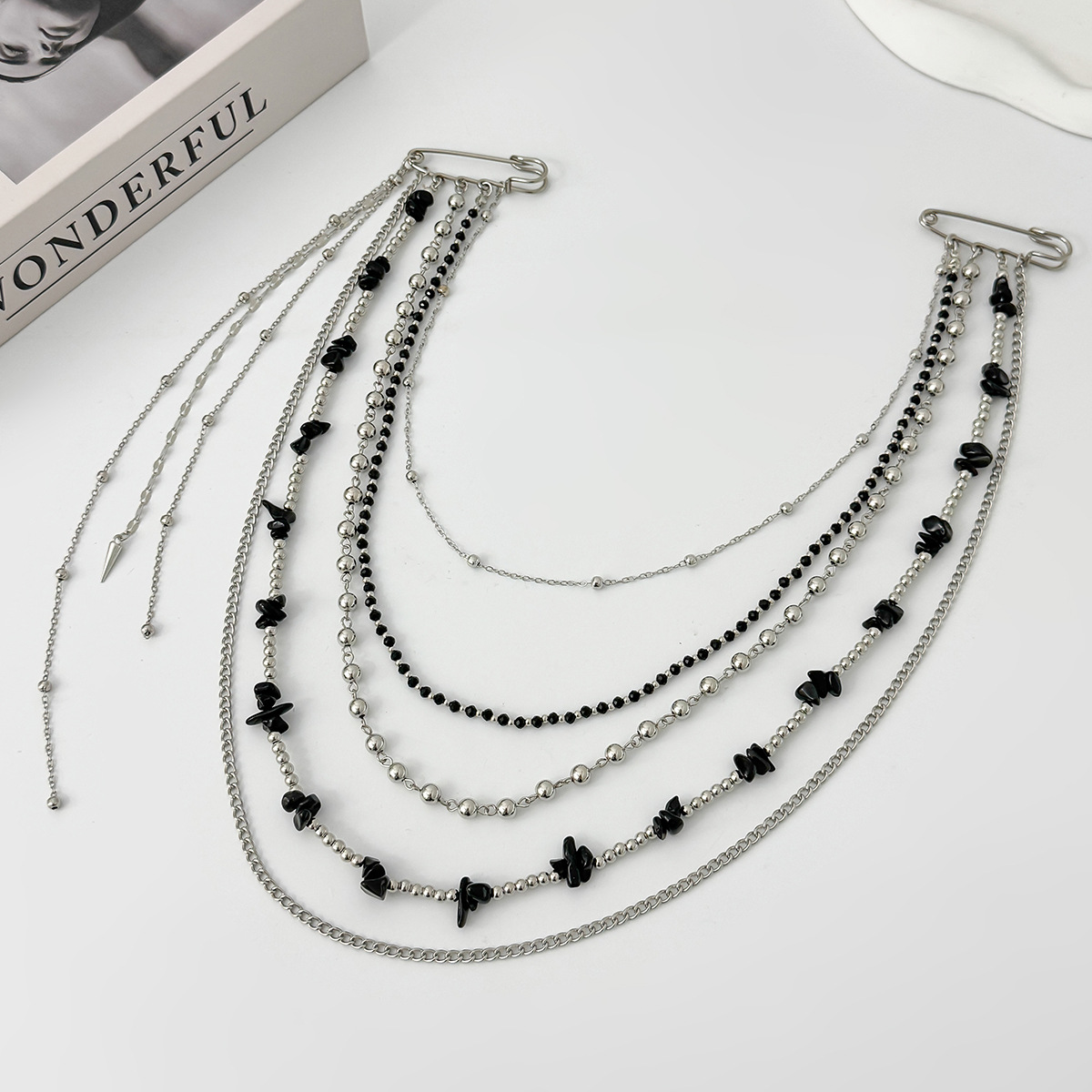 Punk Hip Hop Long Crystal Broo - Women Accessories Jewelry 评论和价格