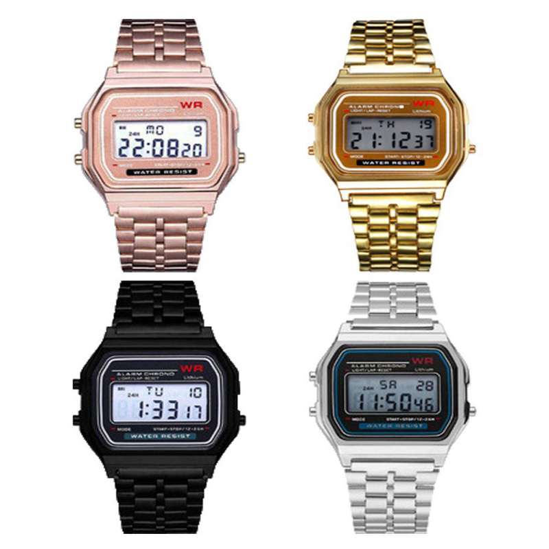 LED Stainless Steel Band Watch - Women Accessories Display 评论和价格