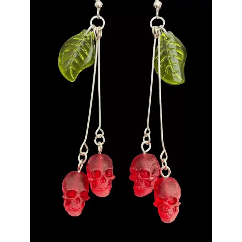 Gothic Skull Cherry Earrings f - Women'S Vampire Accessories 评论和价格