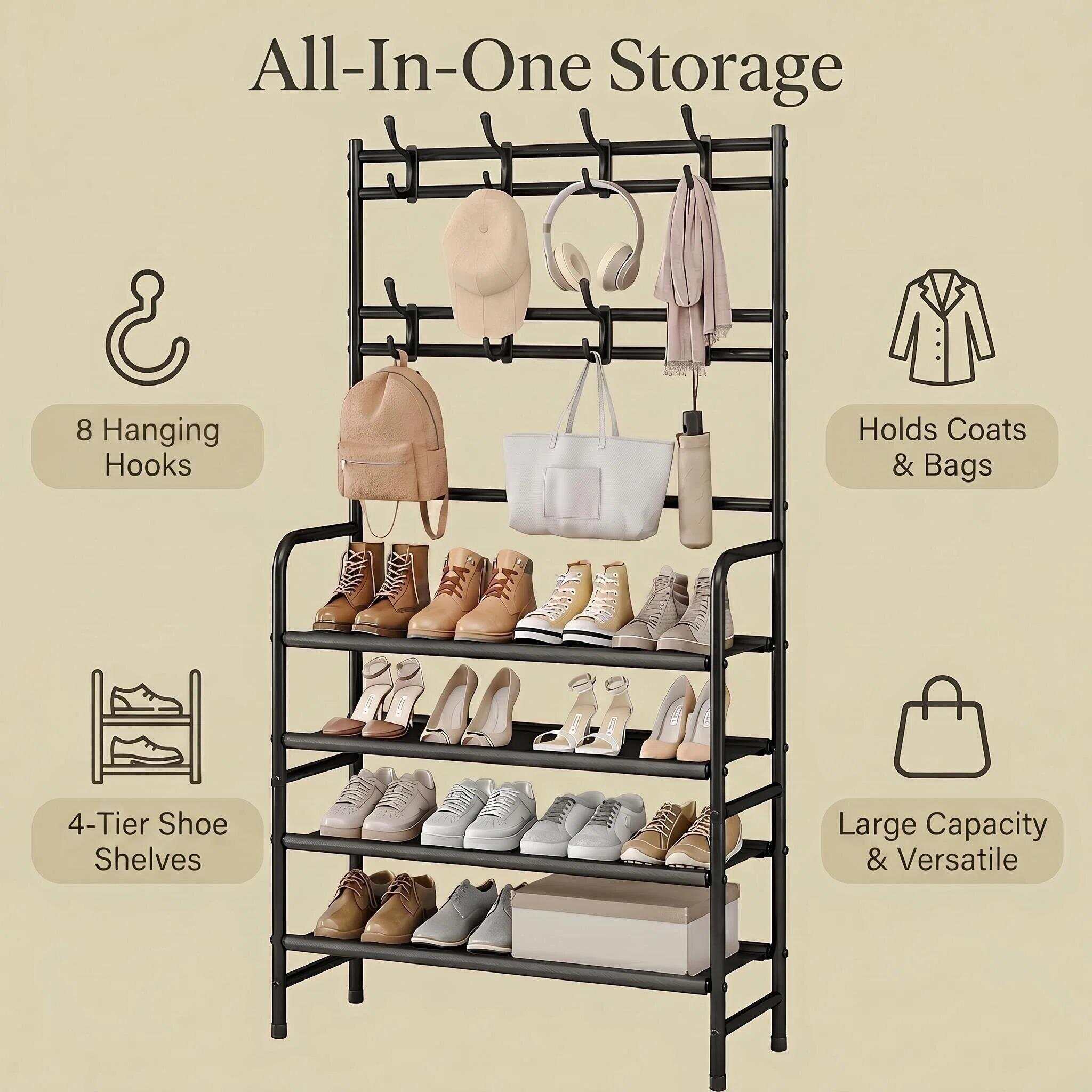 SUOERNUO Metal 4-Tier Shoe Rac - Women'S Accessories Rack Room Shoes 评论和价格