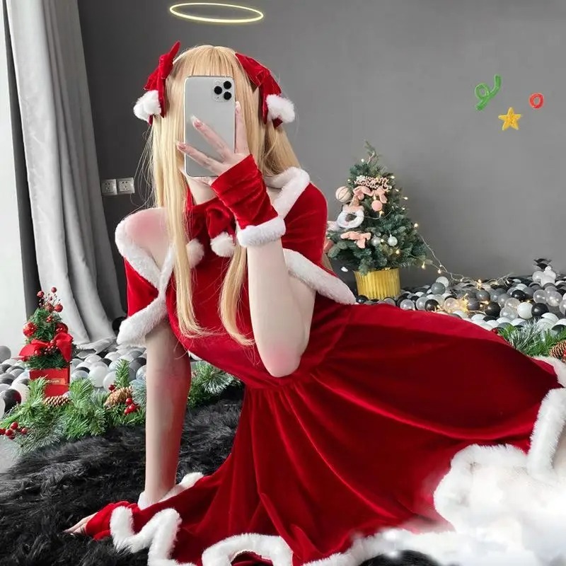 Christmas Cosplay Costume Dres - Women'S Red Accessories 评论和价格