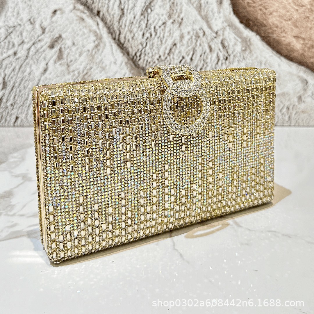 Shiny Rhinestone Evening Dress - Wallet Chain Bag 评论和价格