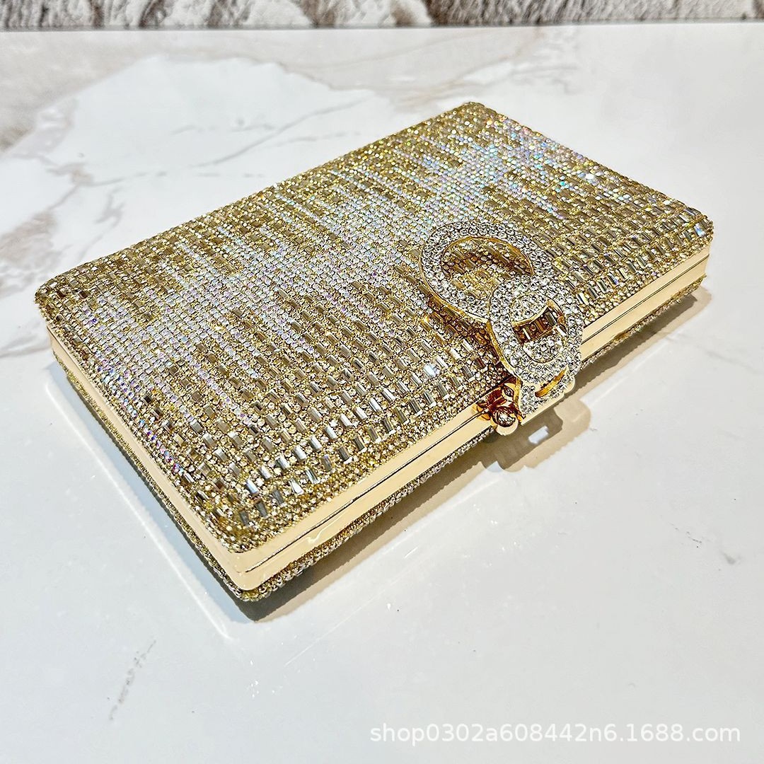 Shiny Rhinestone Evening Dress - Wallet Chain Bag 评论和价格