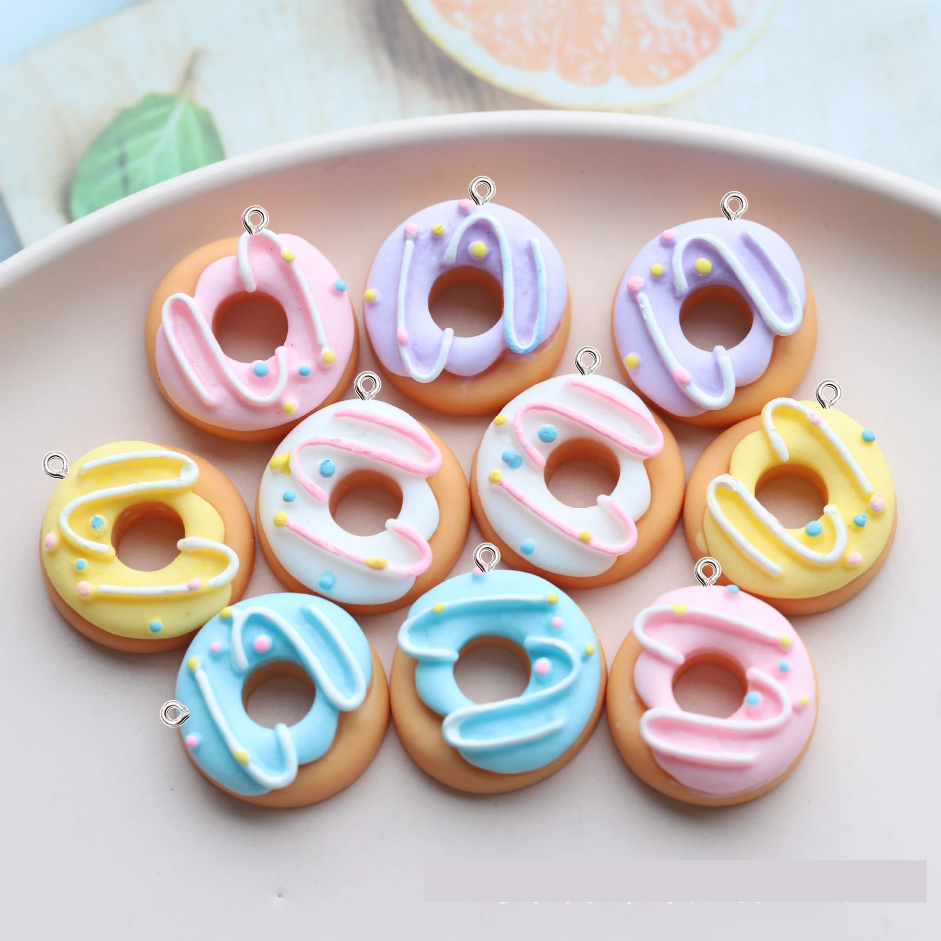 10Pcs Kawaii Color Donut Resin - Resin Bangle Bracelet 评论和价格
