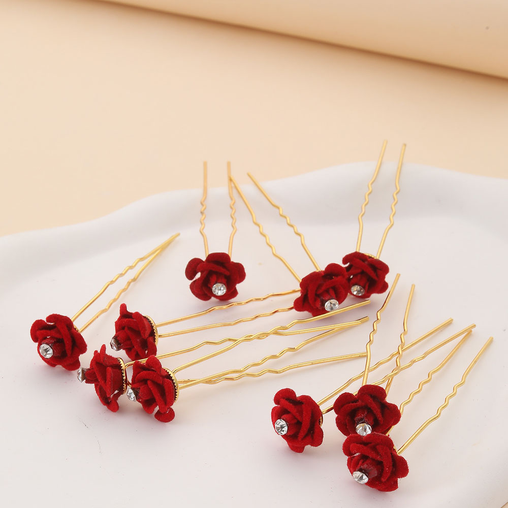 10Pcs Rose Hair Accessories We - Women'S Red Accessories 评论和价格