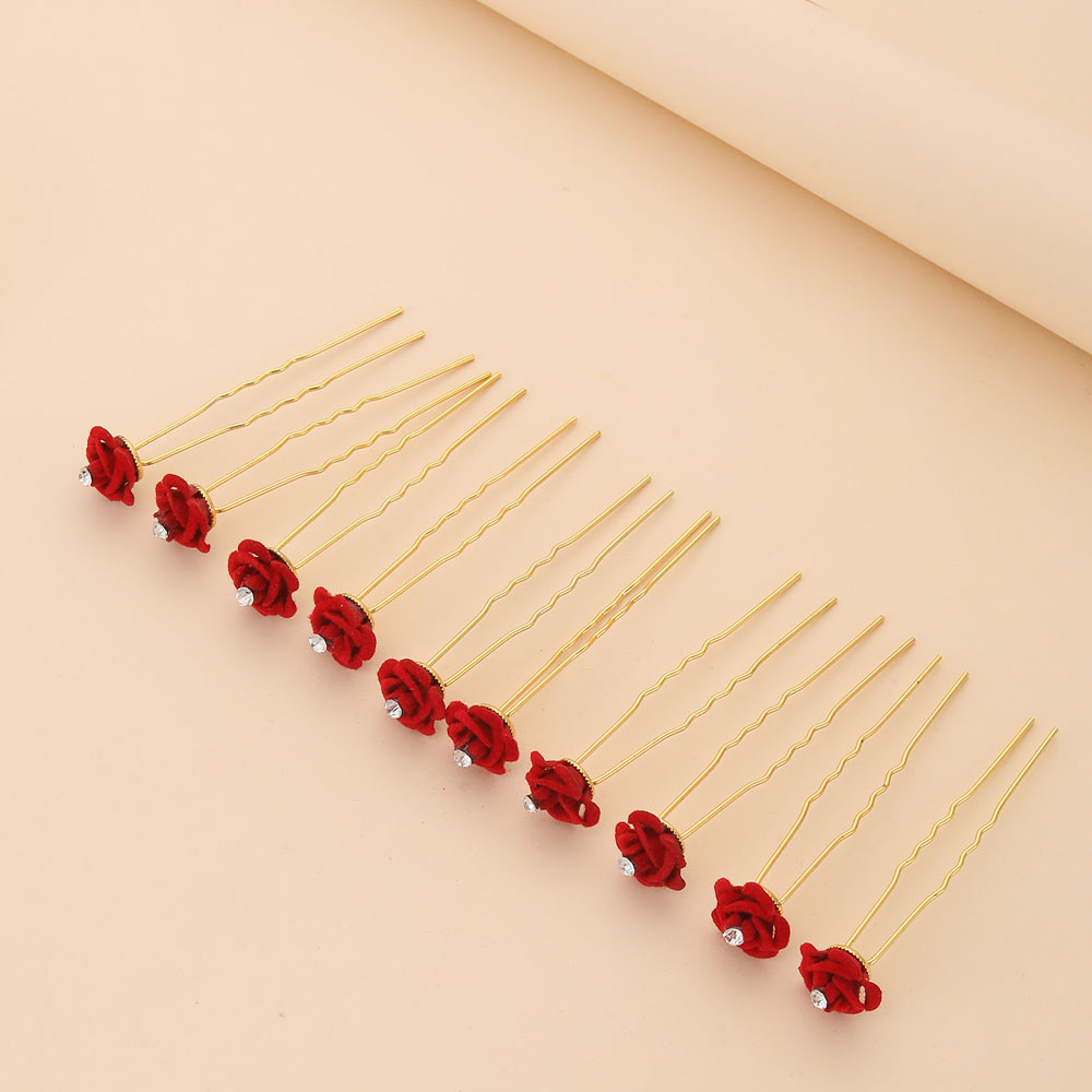 10Pcs Rose Hair Accessories We - Women'S Red Accessories 评论和价格