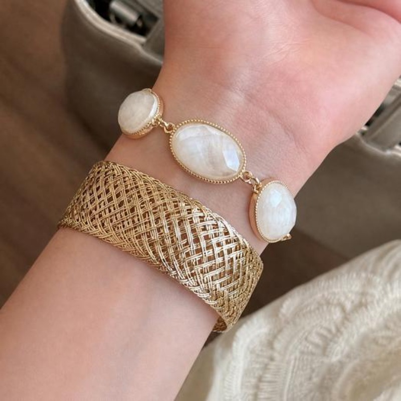 Bohemian Woven Resin Oval Brac - Resin Bangle Bracelet 评论和价格