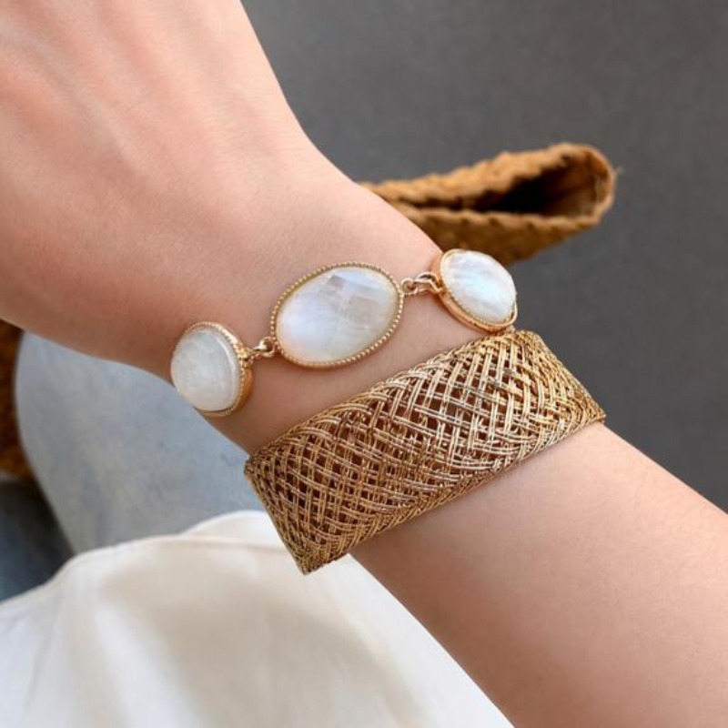 Bohemian Woven Resin Oval Brac - Resin Bangle Bracelet 评论和价格