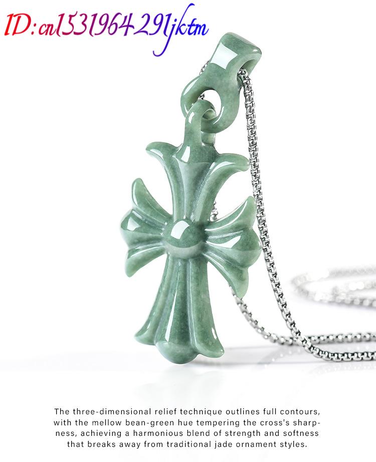 Natural Burmese Jadeite Cross  - Women Accessories Jewelry 评论和价格