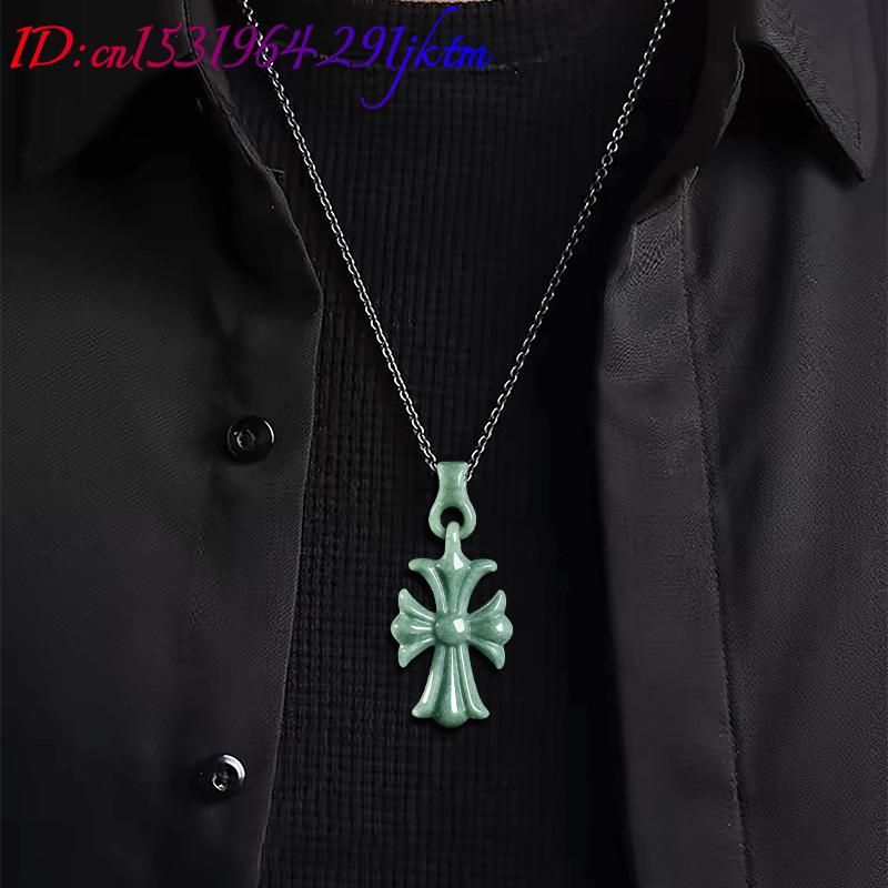 Natural Burmese Jadeite Cross  - Women Accessories Jewelry 评论和价格