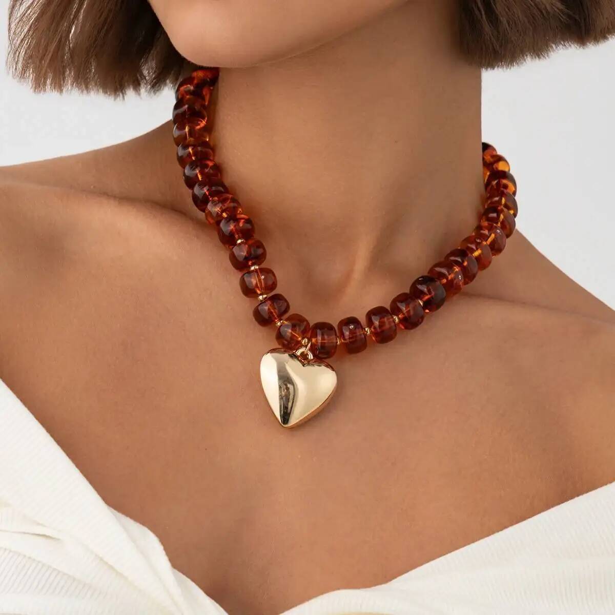 SHIXIN Trendy Amber Acrylic Re - Resin Bangle Bracelet 评论和价格