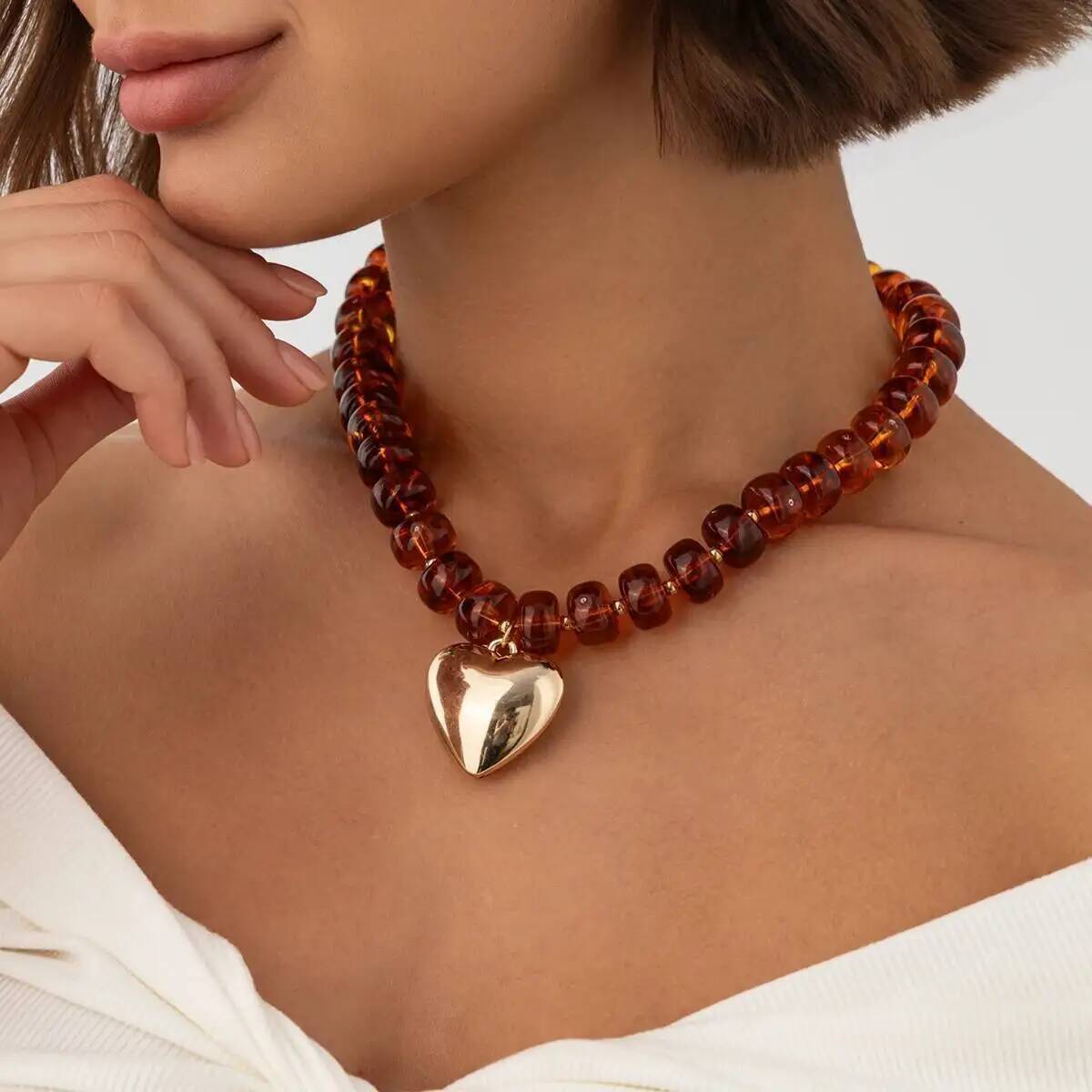SHIXIN Trendy Amber Acrylic Re - Resin Bangle Bracelet 评论和价格