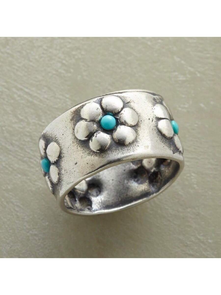 Vibrant Silvery Flower Turquoi - Women'S Accessories Gift Ideas 评论和价格