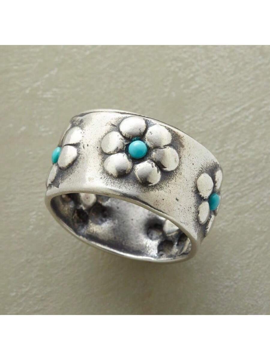 Vibrant Silvery Flower Turquoi - Women'S Accessories Gift Ideas 评论和价格