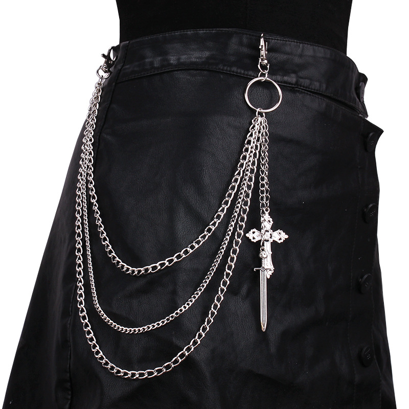Hip Hop Skull Cross Pants Wais - Women'S Jeans Accessories Chain 评论和价格