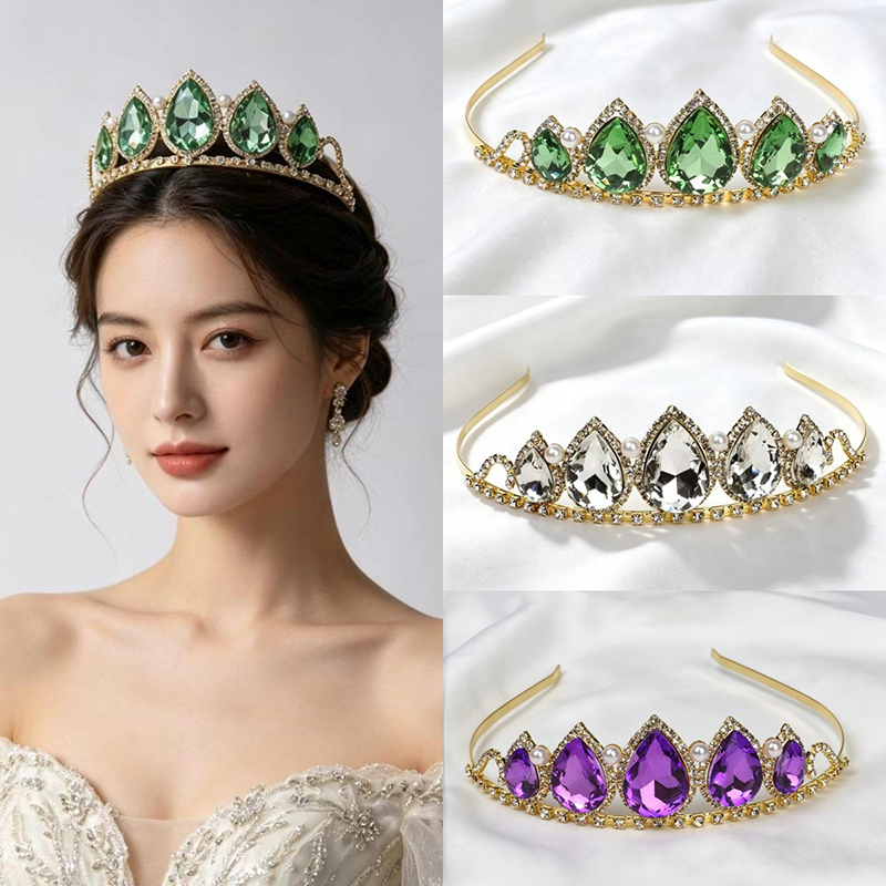 Green Water Drop Rhinestone Cr - Women Accessories Jewelry 评论和价格