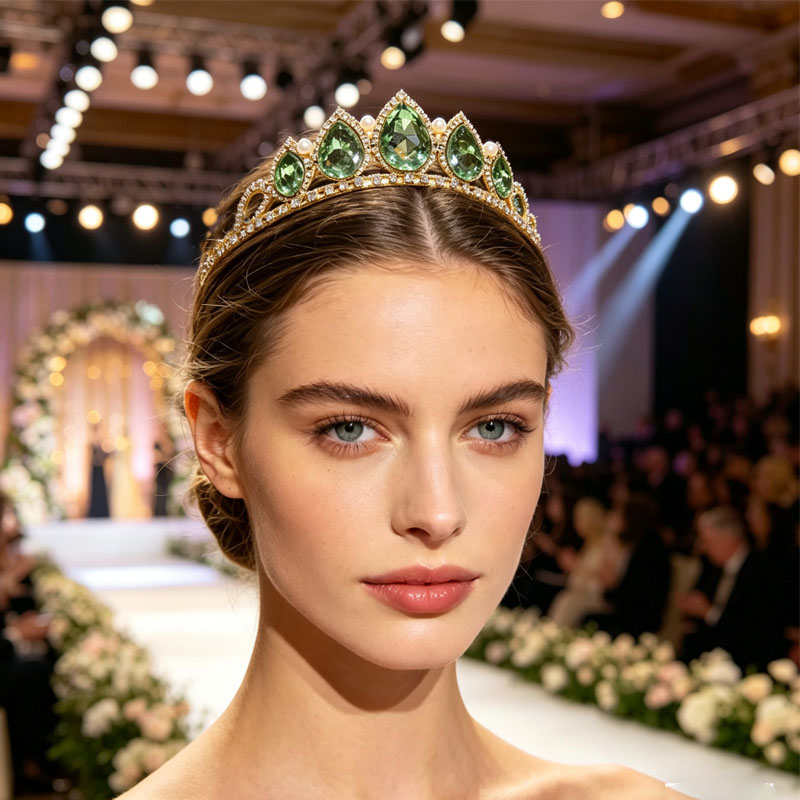 Green Water Drop Rhinestone Cr - Women Accessories Jewelry 评论和价格