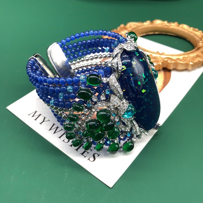 Luxury Vintage Chunky Beaded B - Resin Bangle Bracelet 评论和价格
